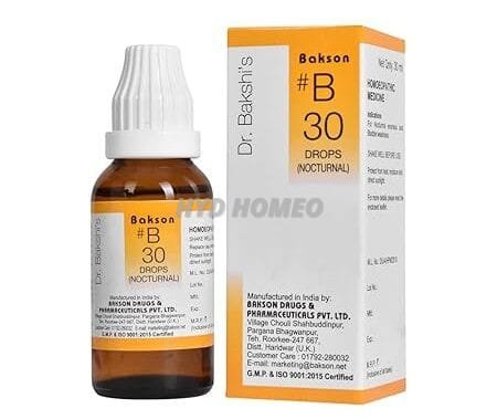 Dr. Bakshi's BAKSON'S HOMOEOPATHY # B 30 Nocturnal Drops (30 ml)