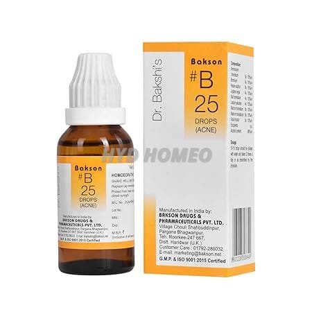 Dr. Bakshi's BAKSON'S HOMOEOPATHY # B 25 Acne Drops (30 ml)
