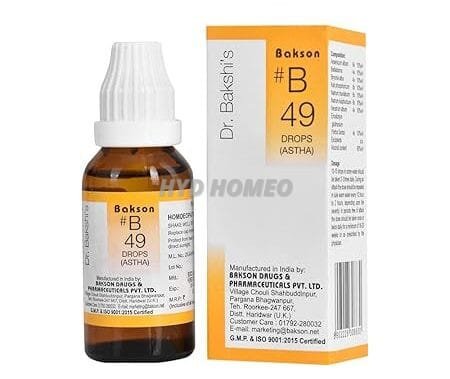 Dr. Bakshi's BAKSON'S HOMOEOPATHY # B 49 Astha Drops (30 ml)