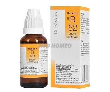 Dr. Bakshi's BAKSON'S HOMOEOPATHY # B 52 Arthralgia Drops (30 ml)