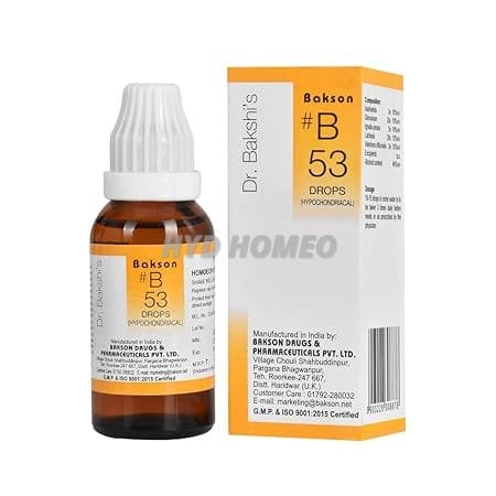 Dr. Bakshi's BAKSON'S HOMOEOPATHY # B 53 Hypochondriacal Drops (30 ml)