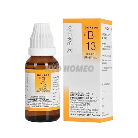 Dr. Bakshi's BAKSON'S HOMOEOPATHY # B 13 Prostatitis Drops (30 ml)