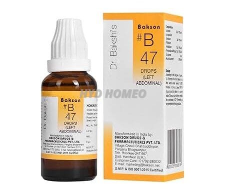Dr. Bakshi's BAKSON'S HOMOEOPATHY # B 47 Left Abdominal Drops (30 ml)