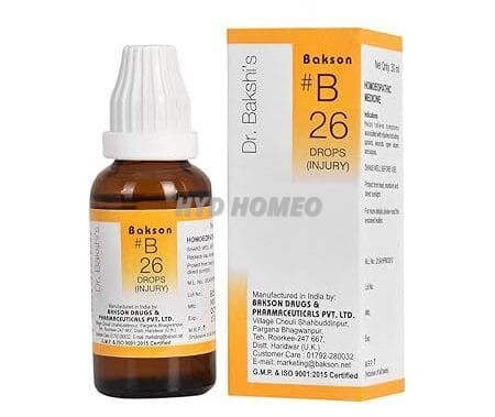Dr. Bakshi's BAKSON'S HOMOEOPATHY # B 26 Injury Drops (30 ml)