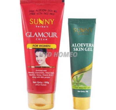 Bakson Sunny Herbals Glamour Cream (For Women) With Free Bakson Sunny Herbals Aloevera Skin Gel (100g)