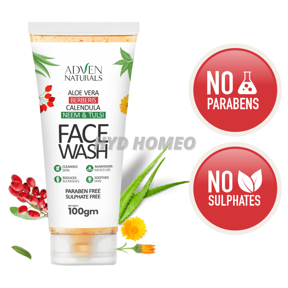 Adven Naturals Face Wash with Aloe vera, Berberis, Calendula, Neem & Tulsi | Paraben Free | Sulphate Free | All Skin Types